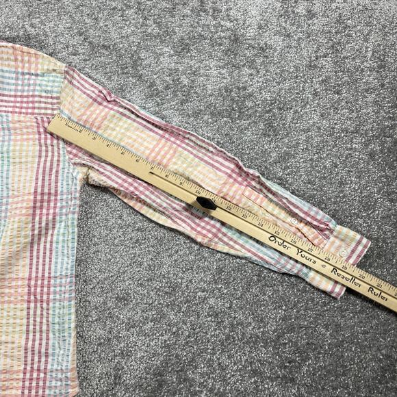 LL Bean Seersucker Shirt Womens Small Petite Pastel Button Cotton Vacationland - Picture 10 of 11